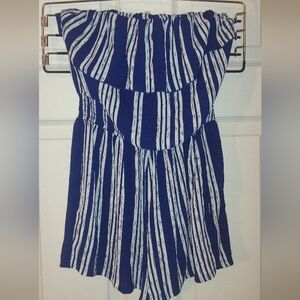 Charlotte Rousse small sized navy and white tub top romper
